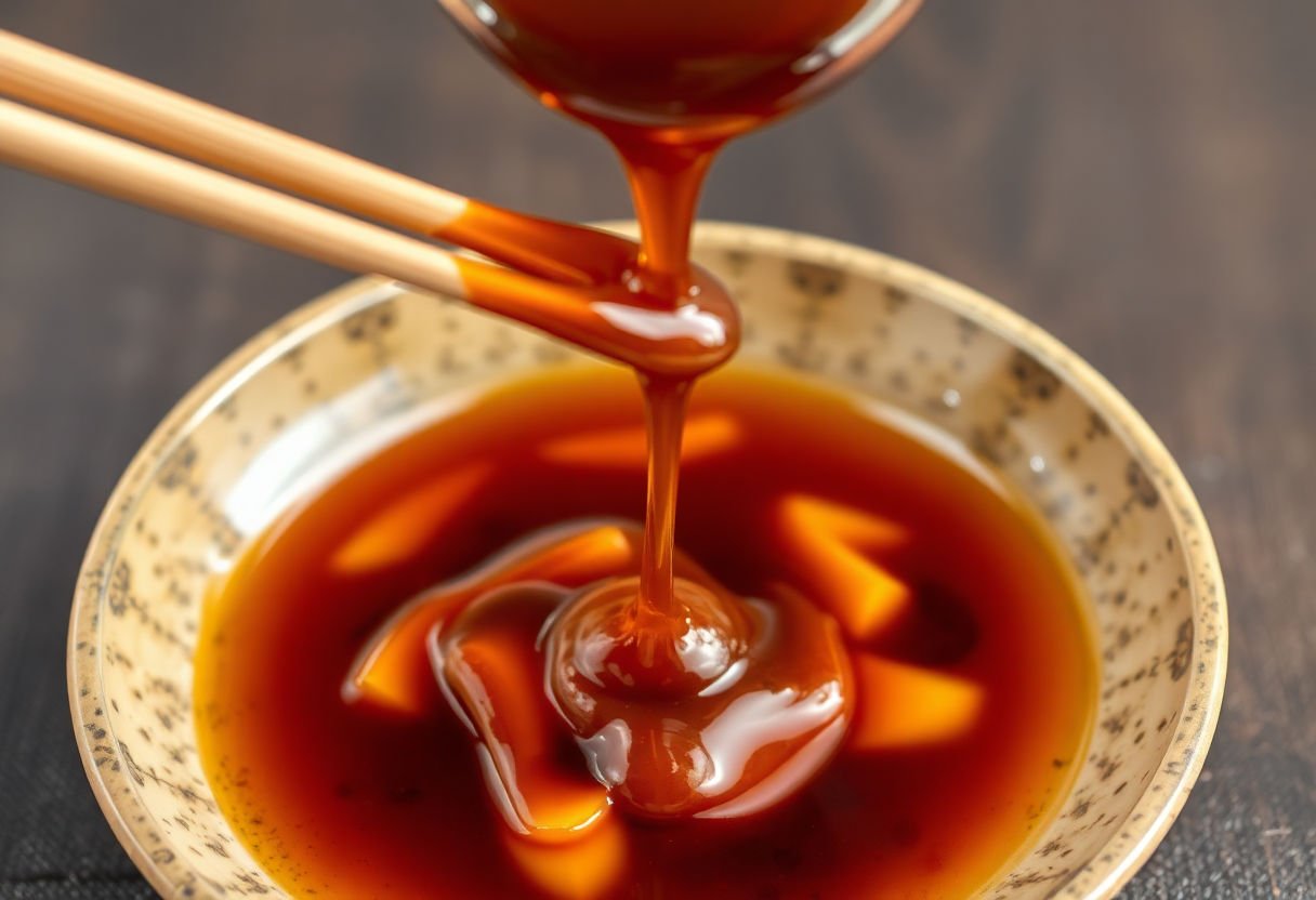Homemade teriyaki sauce preparation