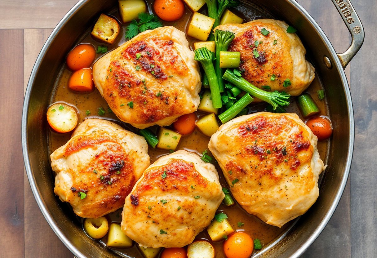 One-pan chicken thighs with vegetables