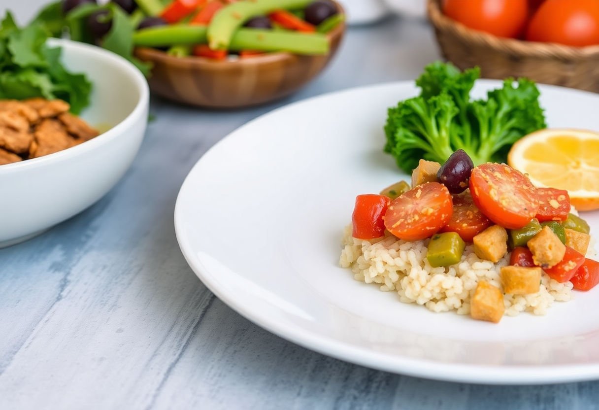 A healthy and colorful prepared meal on a plate.