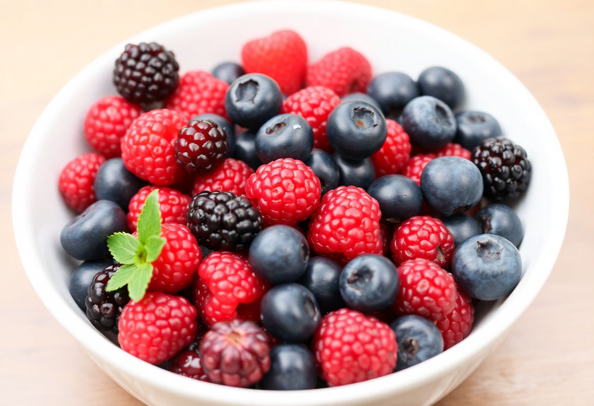 A mix of berries in a bowl