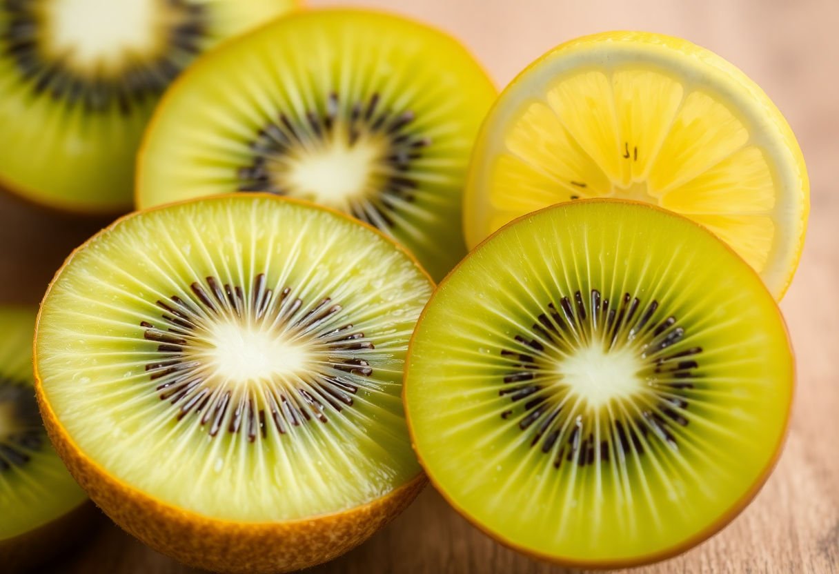 Kiwi slices prepared for juice