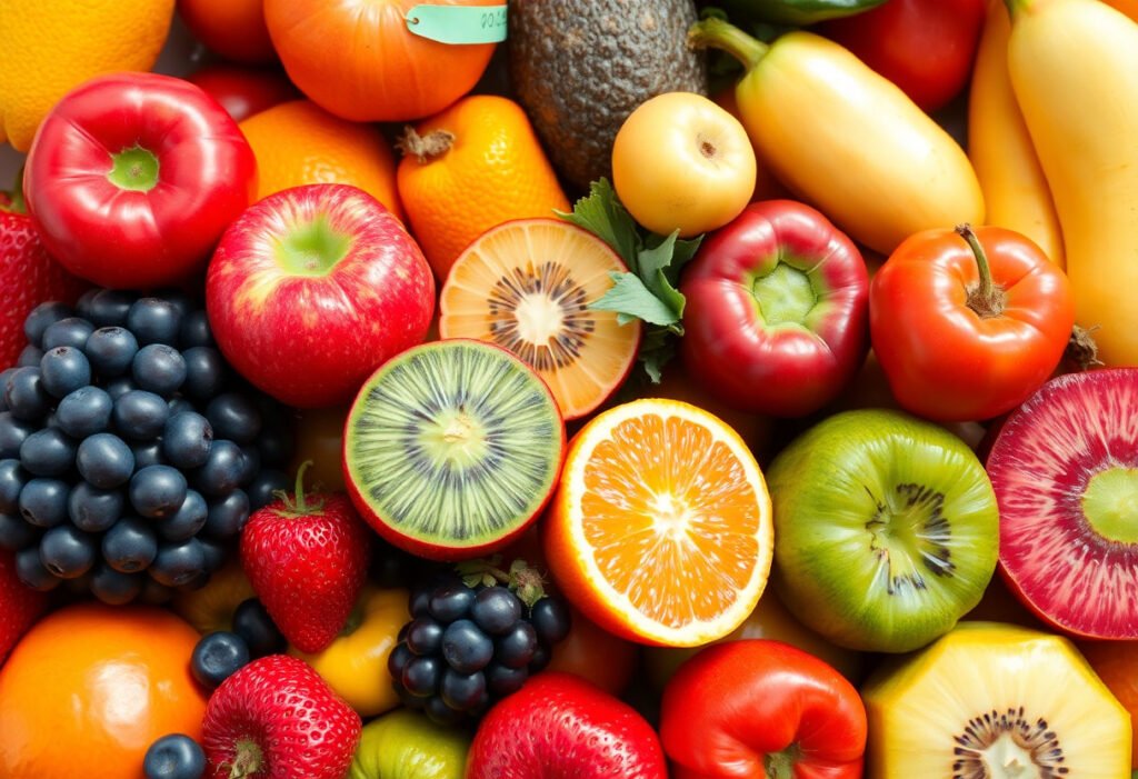 A variety of colorful fruits ready for juicing