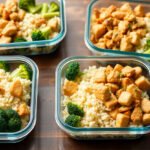 Delicious chicken rice broccoli meal prep containers