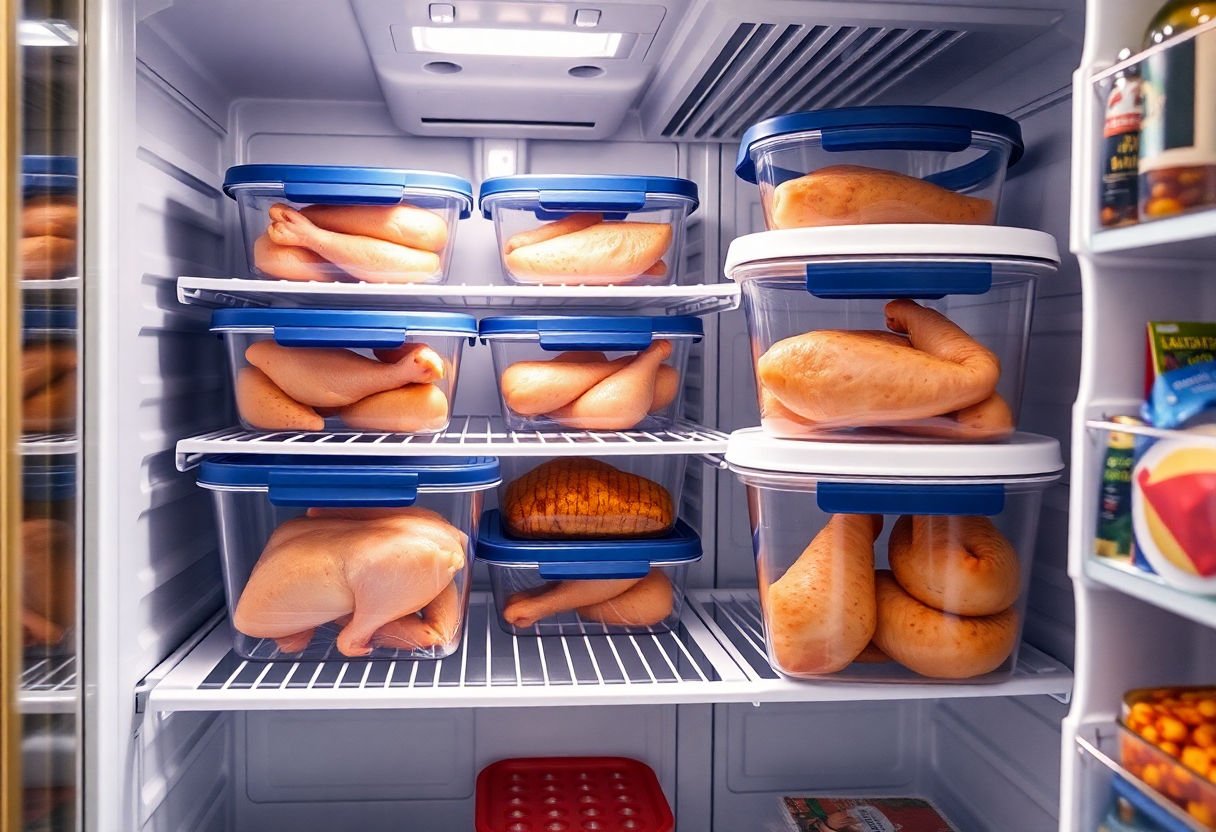 Refrigerator with chicken storage containers