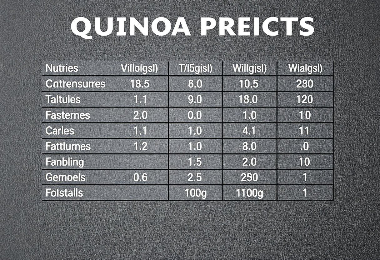 Nutritional chart of quinoa properties