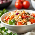 A delicious bowl of quinoa salad with fresh vegetables