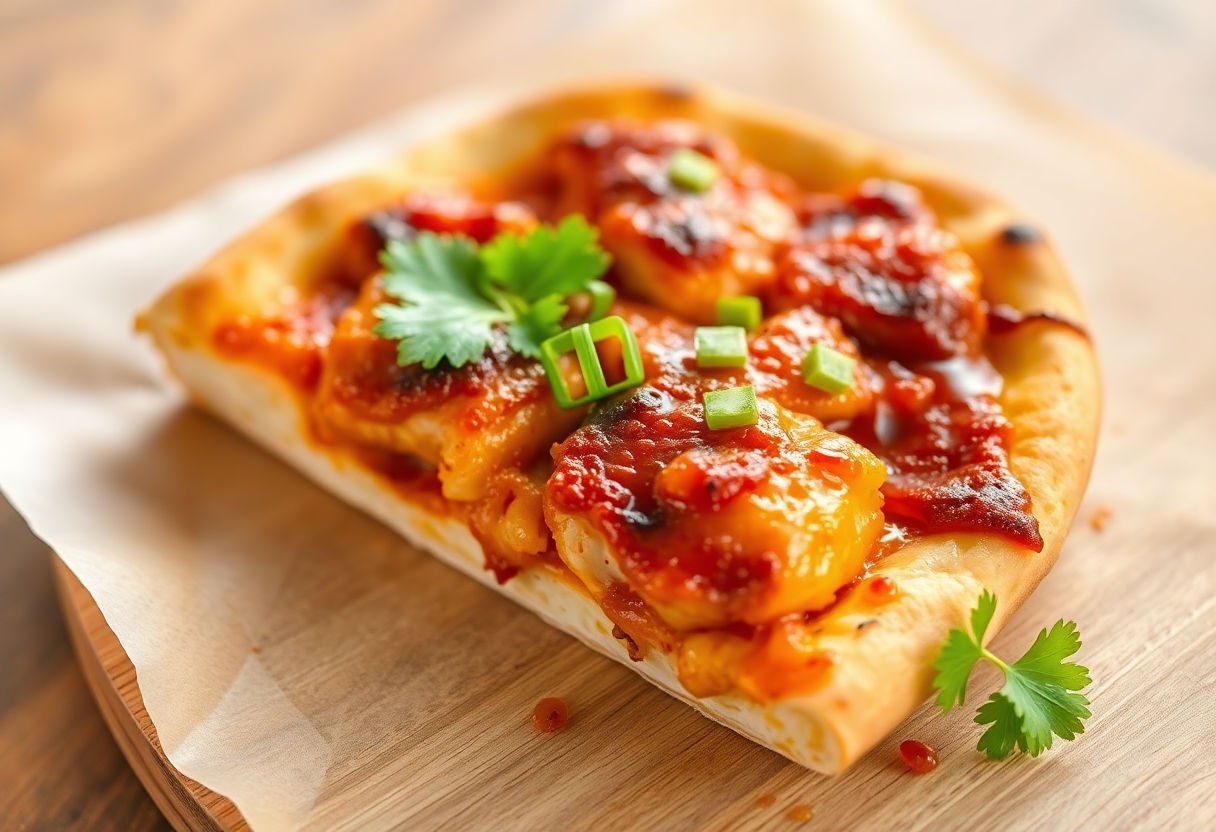 Slice of BBQ chicken pizza