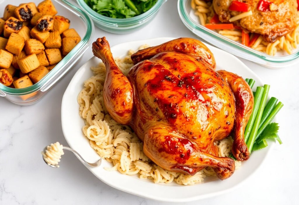 Delicious rotisserie chicken meal prep dishes