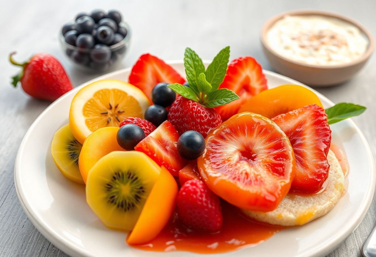 Delicious dishes made with juicy fruits.