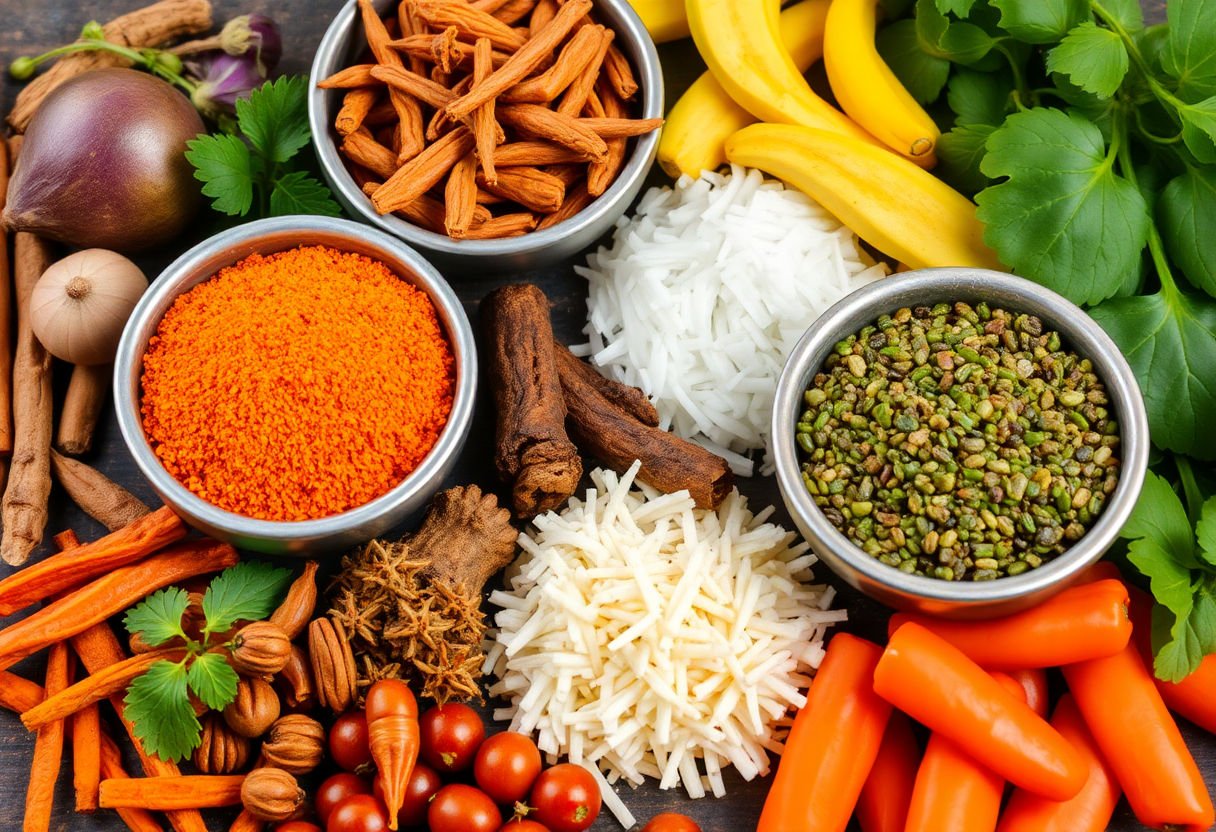 Various Asian spices and ingredients