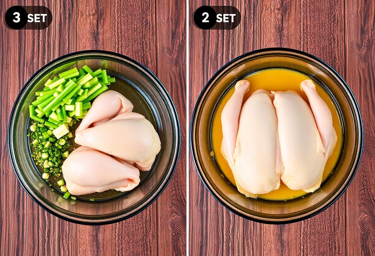 Step-by-step chicken meal prepping process