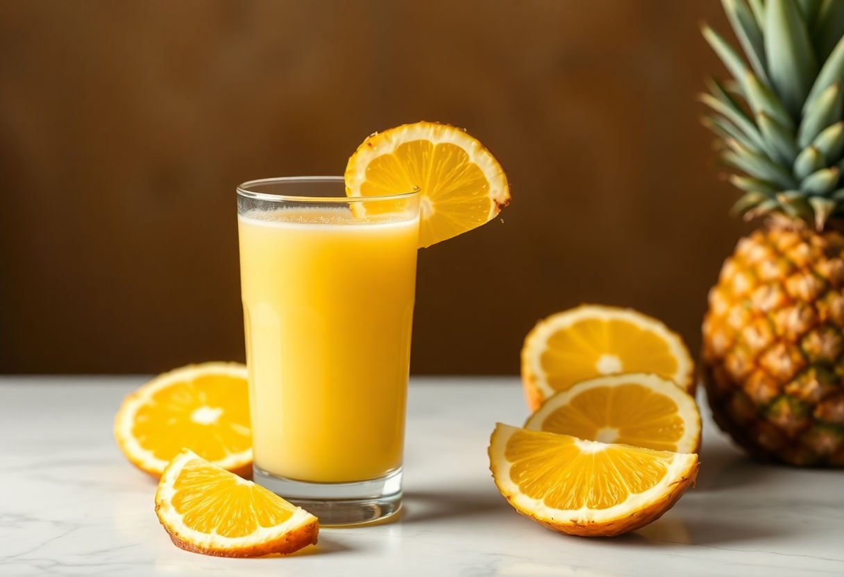 Glass of classic pineapple juice