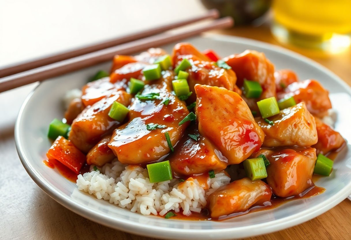 Traditional chicken teriyaki dish on a plate
