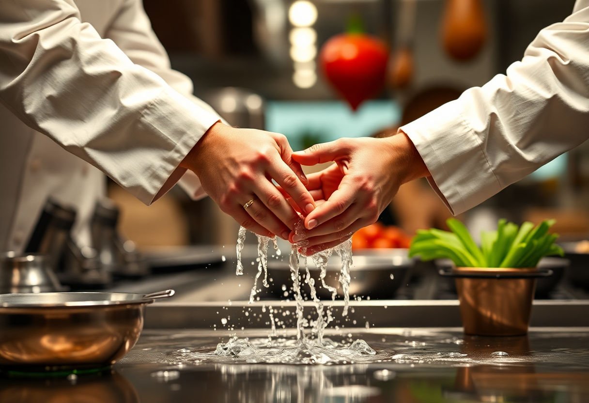 Chef washing hands