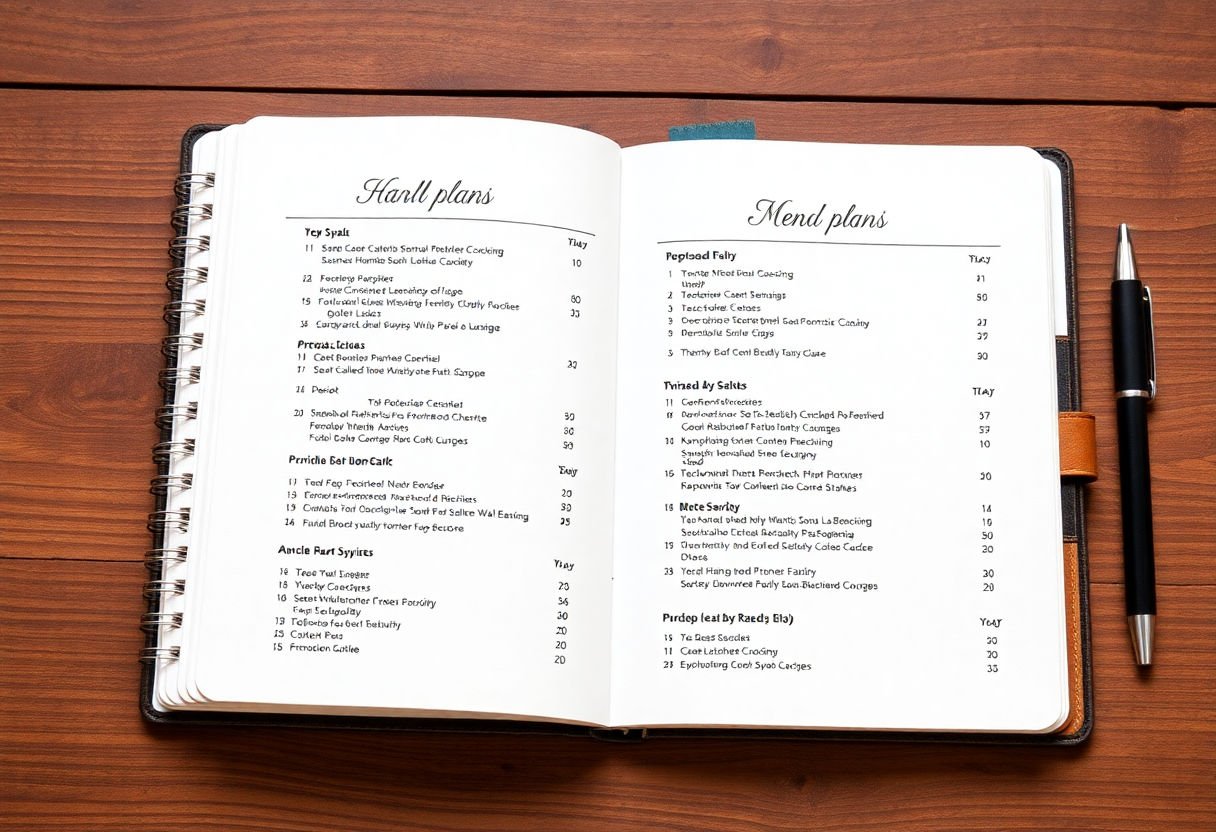 Notebook with menu plans